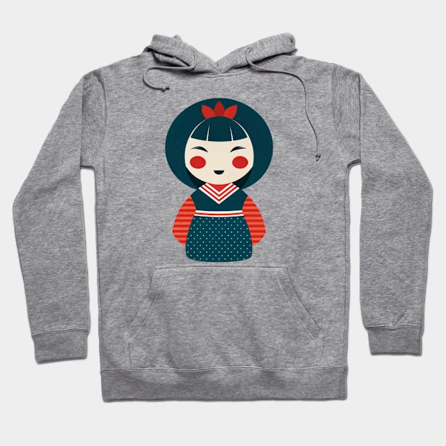 Kokeshi Doll Geisha Girl Hoodie by Ravenglow